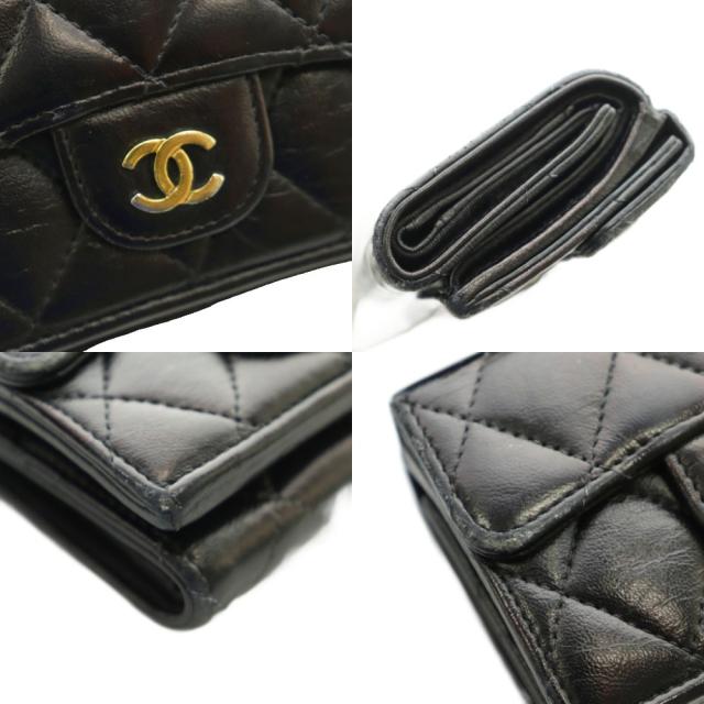 【中古】シャネル マトラッセ スモールフラップウォレット 三つ折り財布 コンパクト ココマーク ロゴ 31番台 黒_8