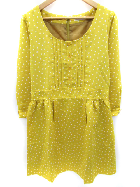 中古 インデックス Index ワンピース フレア ミニ 七分袖 切替 水玉柄 ドット柄 M マスタードイエロー Ff39 レディースの通販はau Pay マーケット ブランド古着のベクトル