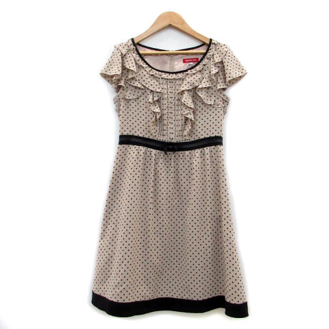 中古 アプワイザーリッシェ ワンピース 半袖 ひざ丈 ドット柄 フリル リボン 1 ピンク ブラック 黒 レディースの通販はau Pay マーケット ブランド古着のベクトル