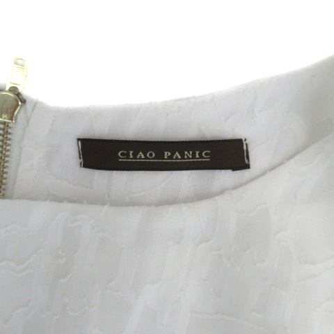 中古 チャオパニック ワンピース プリーツ ノースリーブ シースルー 切替 ひざ丈 総柄 F 白 カーキ レディースの通販はau Pay マーケット ブランド古着のベクトル