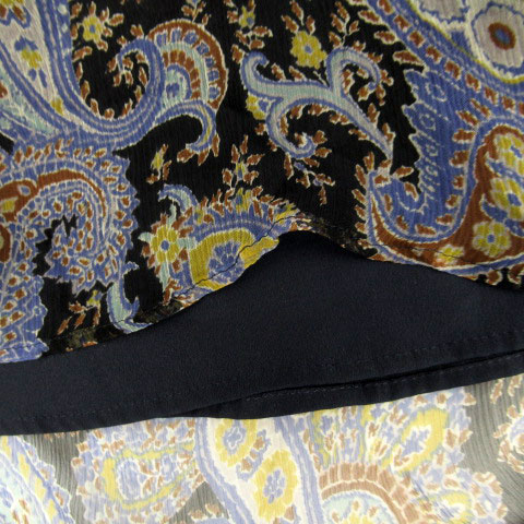 中古 アナイ ワンピース ミモレ丈 ノースリーブ ペイズリー柄 フリル シフォン リボン シルク 38 黒 レディースの通販はau Pay マーケット ブランド古着のベクトル