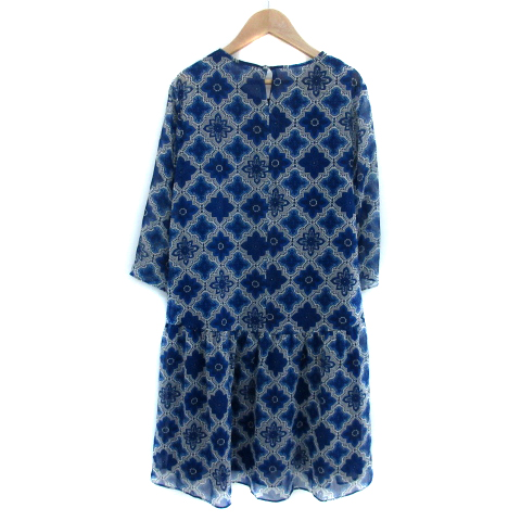 中古 トゥモローランド ソレイアード ワンピース フレア ギャザー 七分袖 総柄 1 マルチカラー 青 レディースの通販はau Pay マーケット ブランド古着のベクトル