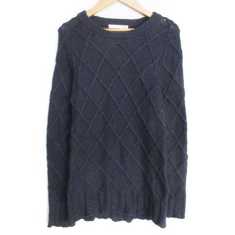 中古】マウジー moussy ニット セーター 長袖 クルーネック F 紺