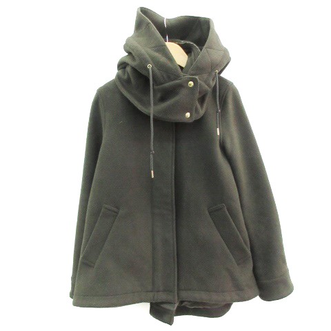 中古】グリーンレーベルリラクシング ノーカラーコート ショート丈