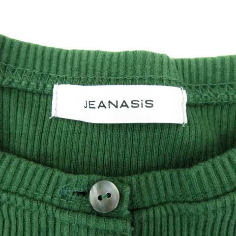 中古】ジーナシス JEANASIS リブカットソー 半袖 ラウンドネック 無地