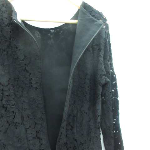 中古】ザラ ZARA ワンピース ひざ丈 長袖 ラウンドネック 総レース S