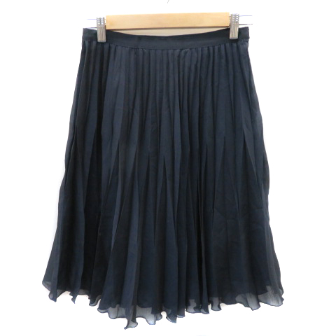 【中古】マルティニーク martinique プリーツスカート ミモレ丈 無地 2 紺 ネイビー /YK10 レディース