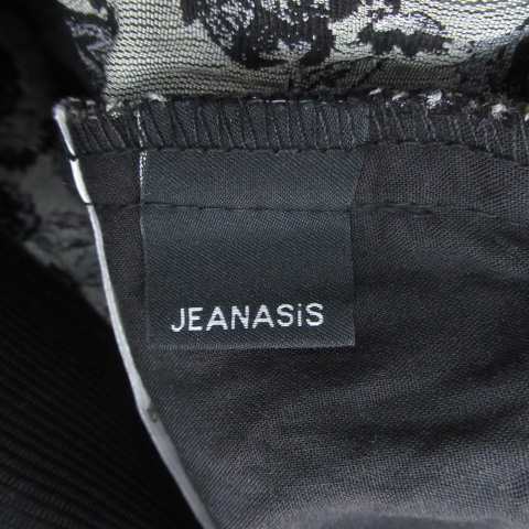 中古】ジーナシス JEANASIS パンツ ストレート ロング丈 花柄 黒