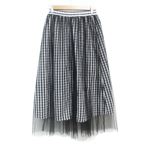 中古】ルネ Rene フレアスカート ミモレ ロング ギンガムチェック柄 34