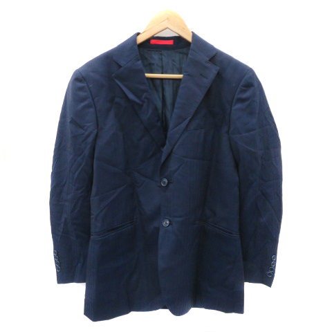 【中古】ブレフ bref テーラードジャケット ミドル丈 総裏地 シングルボタン ウール 紺 ネイビー /YK41 メンズ