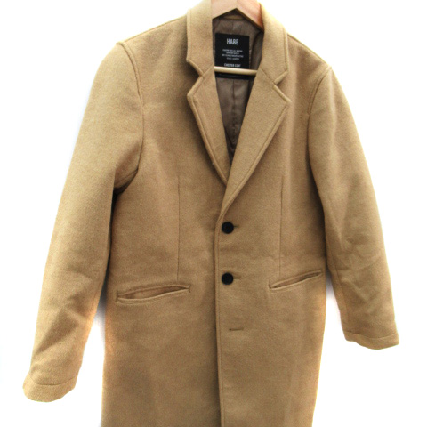 中古】ハレ HARE チェスターコート ロング丈 S ベージュ /SM38 メンズ