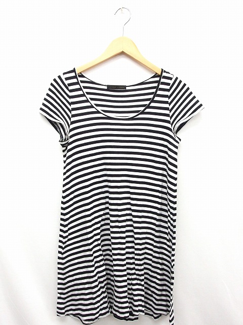 クルーンアソング Croon A Song ワンピース スカート ボーダー 半袖 丸首 コットン 綿 F ブラック 黒の通販はwowma ブランド古着のベクトル