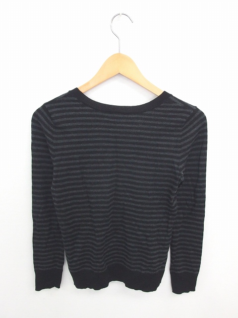 中古 ギャップ Gap ニット セーター ボーダー 丸首 ウール 長袖 M 黒 灰 ブラック グレー Tt30 レディースの通販はau Pay マーケット ブランド古着のベクトル