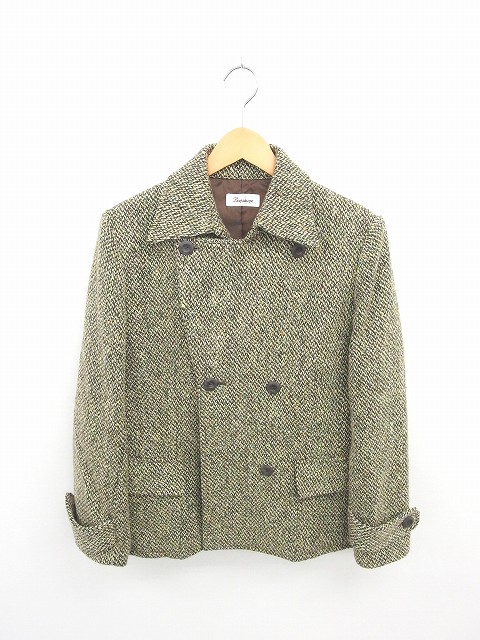 中古 Bonsaune コート アウター ピーコート Pコート ステンカラー ウール 15ar 茶 黄緑 ブラウン ライトグリーン Tt44の通販はau Pay マーケット ブランド古着のベクトル