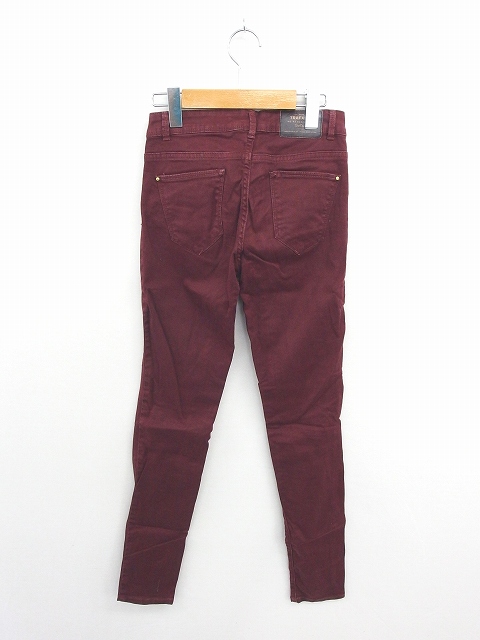 中古 ザラ Zara パンツ スキニー 無地 シンプル ジップフライ 綿 コットン 34 赤紫 ワインレッド Tt55 レディースの通販はau Pay マーケット ブランド古着のベクトル