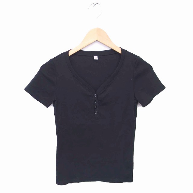 中古】ユニクロ UNIQLO カットソー Tシャツ Vネック ハーフボタン 綿