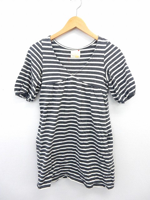 中古 リッチ Rich ワンピース ミニ 五分袖 ボーダー Vネック バルーン袖 グレー St35 レディースの通販はau Pay マーケット ブランド古着のベクトル