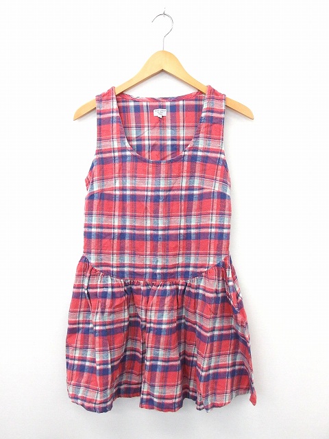 中古 シェル Cher ワンピース 膝丈 ノースリーブ 丸首 綿 コットン チェック M レッド 赤 Kt41 レディースの通販はau Pay マーケット ブランド古着のベクトル