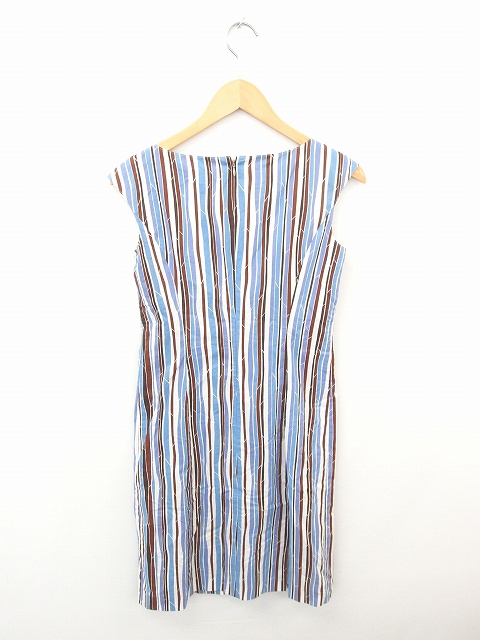中古 ポールスチュアート Paul Stuart ワンピース ひざ丈 ストライプ Vネック 綿 コットン ノースリーブ 6 青 茶 ブルーの通販はau Pay マーケット ブランド古着のベクトル