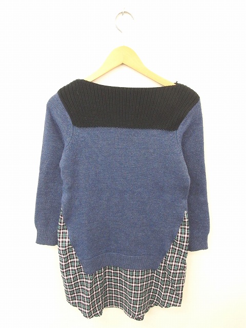 中古 レディラックルカ Lady Luck Luca ワンピース ひざ丈 ニット チェック フェイクレイヤード 長袖 F 紺 黒の通販はau Pay マーケット ブランド古着のベクトル