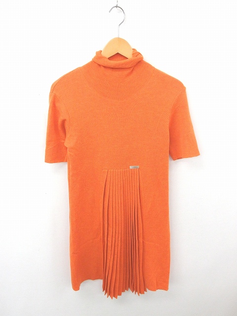 中古 バビロン Babylone ワンピース ひざ丈 タートルネック プリーツ ニット 無地 ウール 半袖 橙 オレンジの通販はau Pay マーケット ブランド古着のベクトル