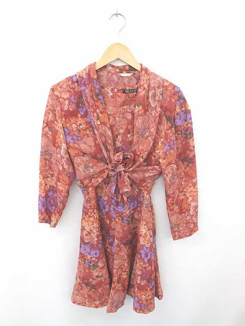 中古 コムサデモード Comme Ca Du Mode ワンピース 膝下丈 花柄 重ね着 ボウタイ 長袖 赤 紫 レッド パープルの通販はau Pay マーケット ブランド古着のベクトル