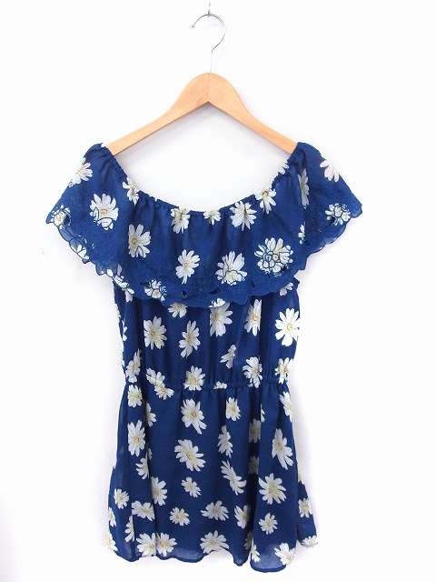 中古 アズノウアズ ピンキー As Know As Pinky ワンピース 花柄 ノースリーブ ミニ オフショルダー可 青 Ftの通販はau Pay マーケット ブランド古着のベクトル