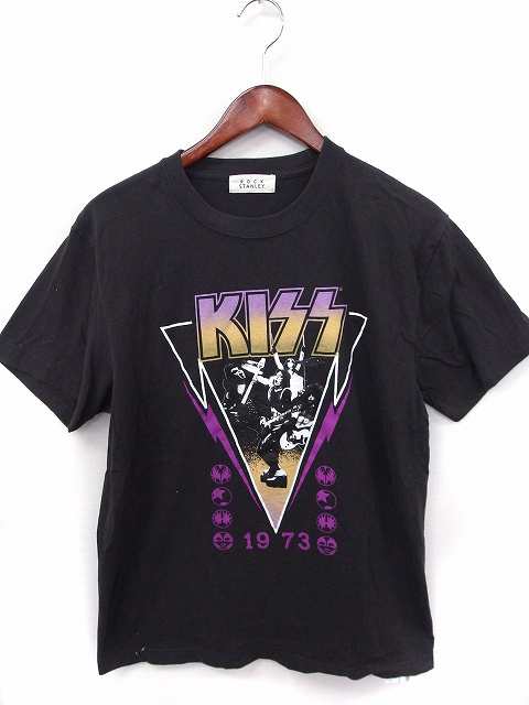 中古 Rock Stanley Tシャツ カットソー Kiss プリント 丸首 半袖 綿 F