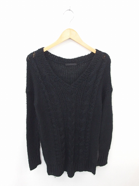 中古 マウジー Moussy ワンピース ニット ひざ丈 Vネック ケーブル編み プルオーバー 長袖 F 黒 ブラック Tt43の通販はau Pay マーケット ブランド古着のベクトル