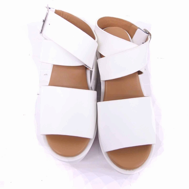【中古】未使用品 クラネ CLANE タグ付き プラットフォーム サンダル 厚底 牛革 38 ホワイト 白 /TT レディース 中古】未使用品 クラネ CLANE タグ付き プラットフォーム サンダル