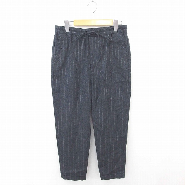 【中古】未使用品 クラネオム タグ付き テーパード パンツ ストライプ ロールアップ ウール ジップフライ 1 グレー