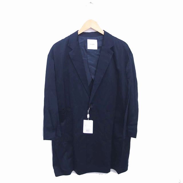 【中古】未使用品 クラネ CLANE タグ付き チェスター コート アウター ミドル 背抜き 0 紺 ネイビー /TT