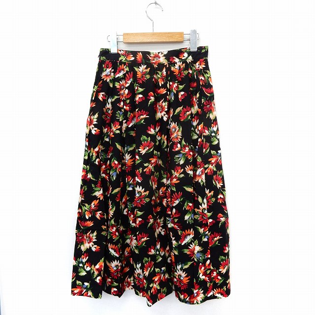 未使用品 クラネ CLANE スカート ロング フレア シースルー シフォン 花柄 コットン 0 紺 ネイビー /nn レディース 中古未使用品 クラネ CLANE タグ付き 花柄 フレア スカート ロング