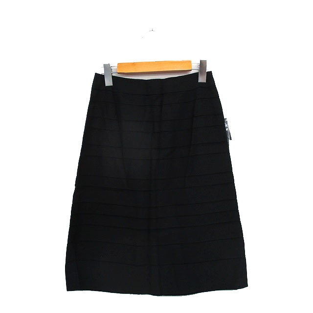 【中古】未使用品 ランバン LANVIN 国内正規品 グログランスカート 膝丈 シンプル 36 ブラック 黒 /KT4 レディース