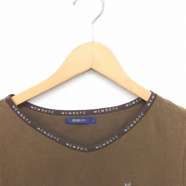 中古 エムシーエム Mcm Otc 国内正規品 カットソー Tシャツ Vネック ロゴ ラインストーン 綿 七分袖 L 緑 カーキの通販はau Pay マーケット ブランド古着のベクトル
