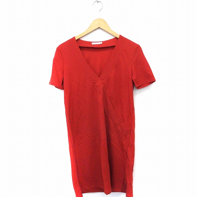 中古 ザラ Zara ワンピース Vネック 半袖 ひざ丈 無地 シンプル S レッド 赤 Ft43 レディースの通販はau Pay マーケット ブランド古着のベクトル