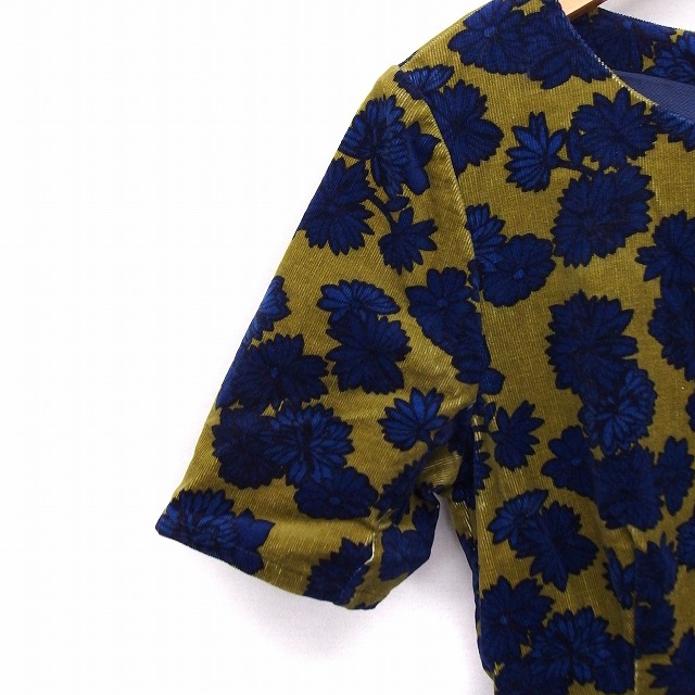 中古 マウジー Moussy ワンピース 花柄 コーデュロイ フレア 丸首 半袖 ひざ丈 コットン 綿 2 ブルー 青 カーキ Ftの通販はau Pay マーケット ブランド古着のベクトル