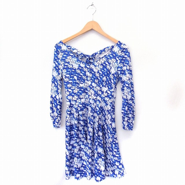 中古 ケティ Ketty ワンピース 総柄 リボン ギャザースカート Vネック 長袖 ひざ丈 M ブルー 青 Ft2 レディースの通販はau Pay マーケット ブランド古着のベクトル