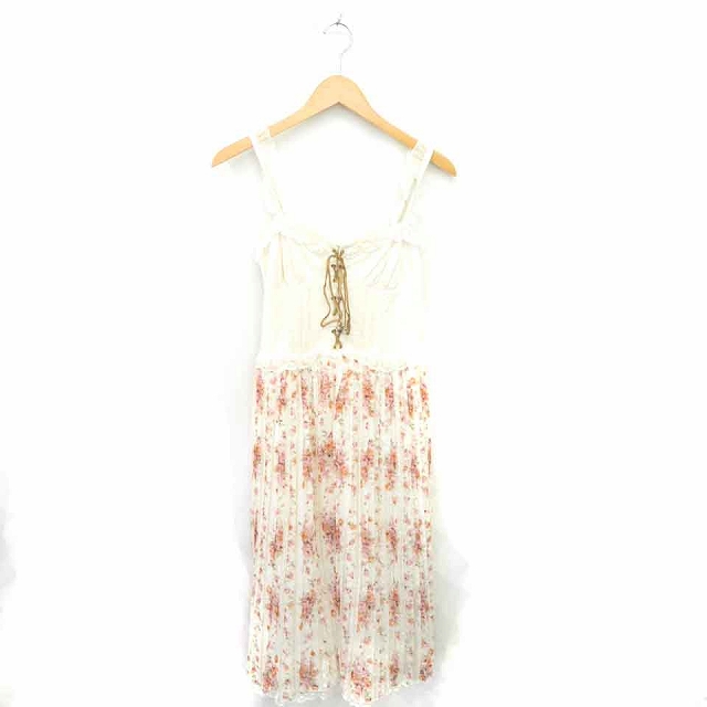 中古 リズリサ Liz Lisa ワンピース キャミワンピ ロング 花柄 プリーツ フリル ノースリーブ 0 アイボリー ピンクの通販はau Pay マーケット ブランド古着のベクトル