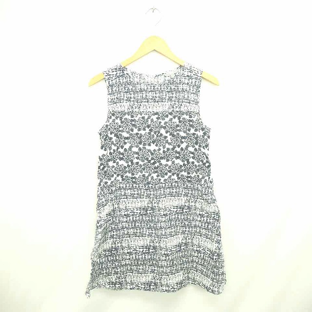 中古 ユニクロ Uniqlo ワンピース 膝下丈 総柄 ボートネック 麻 リネン ノースリーブ M 白 紺 ホワイト ネイビーの通販はau Pay マーケット ブランド古着のベクトル