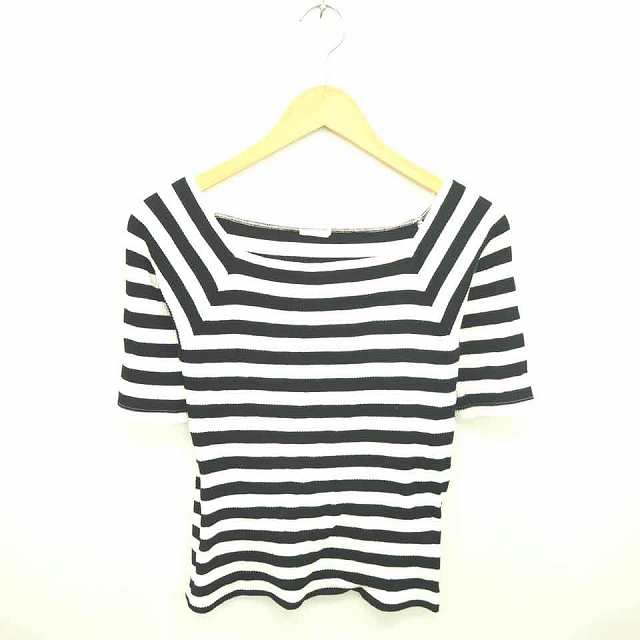中古】ジーユー GU カットソー Tシャツ スクエアネック ボーダー 綿 コットン 半袖 M アイボリー ブラック 白 黒の通販はau PAY  マーケット ブランド古着のベクトル au PAY マーケット－通販サイト