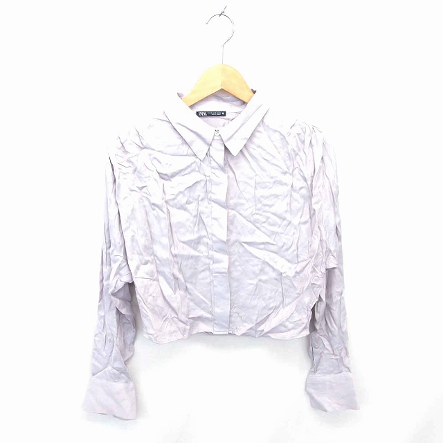 ZARA　ブラウス　(M)　プルオーバー　白　レディース　古着 ブランド古着】パフスリーブシャツブラウス（シャツ/ブラウス