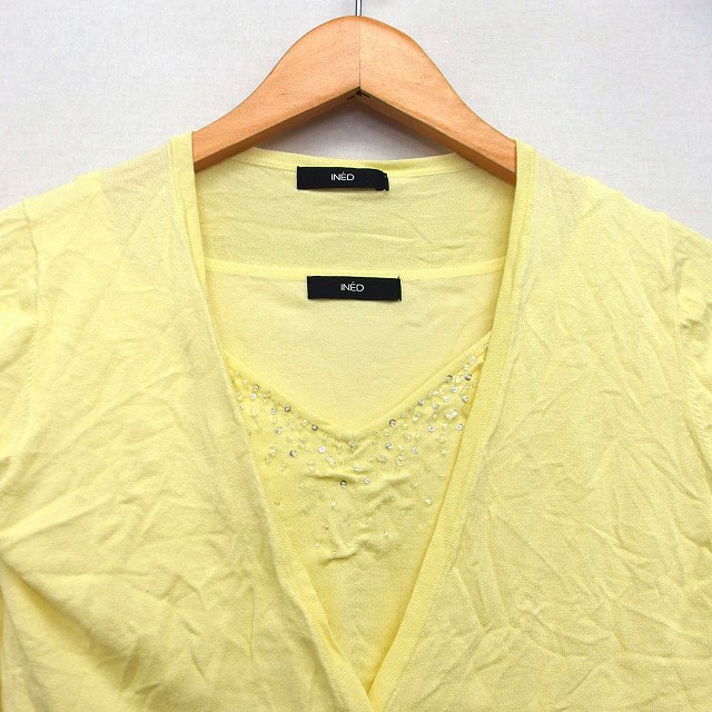 中古】イネド INED アンサンブル ニット カーディガン カットソー 長袖  