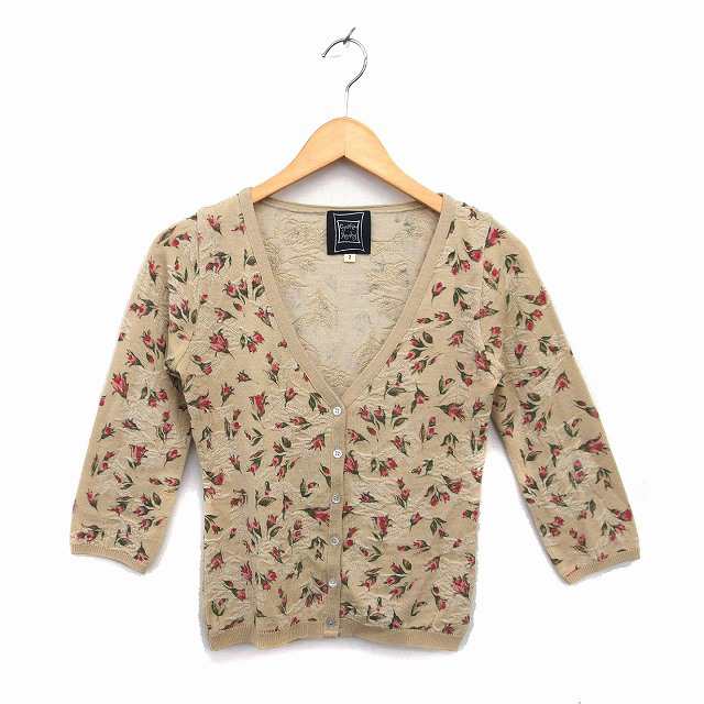 中古】シンシアローリー CYNTHIA ROWLEY カーディガン ニット Vネック 花柄 ウール混 リブ 七分袖 ベージュ  /NT14の通販はau PAY マーケット ブランド古着のベクトル au PAY マーケット－通販サイト