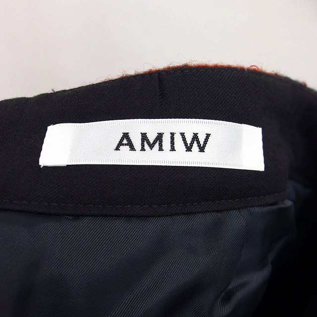 中古】アミウ AMIW ミニ スカート チェック 柄 切替 ウール混 36