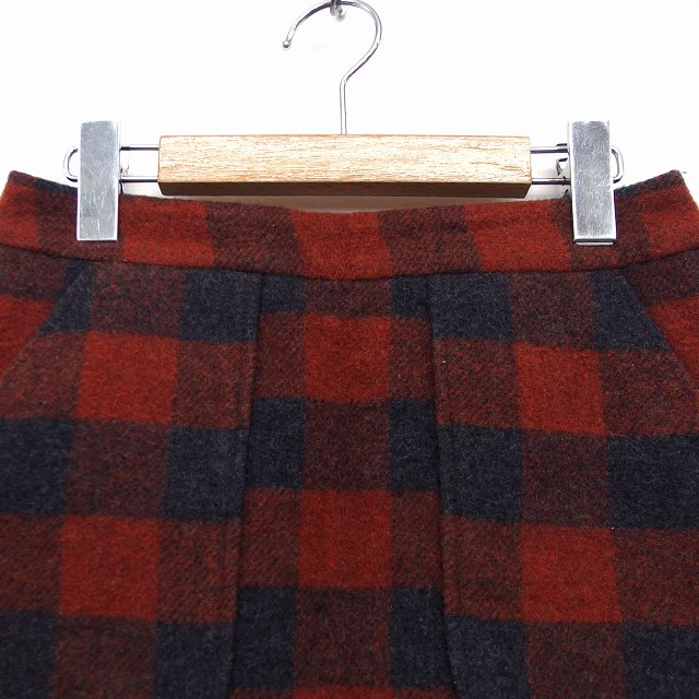 中古】アミウ AMIW ミニ スカート チェック 柄 切替 ウール混 36  