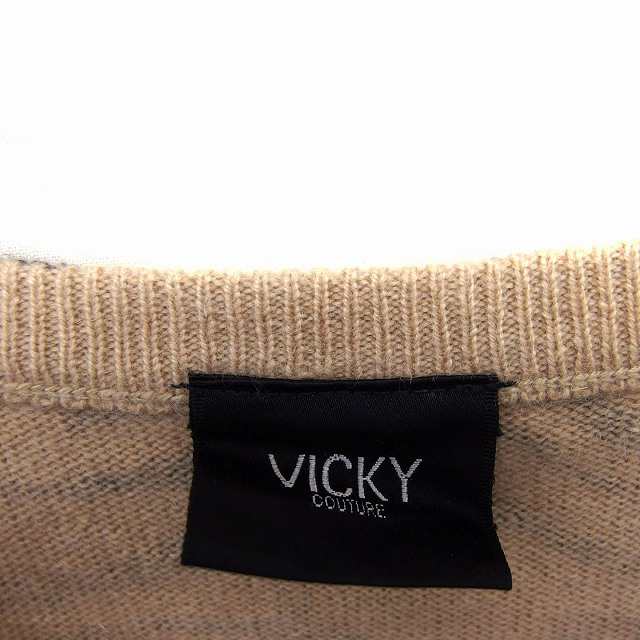 中古】ビッキー VICKY カーディガン ニット ボートネック カシミヤ混