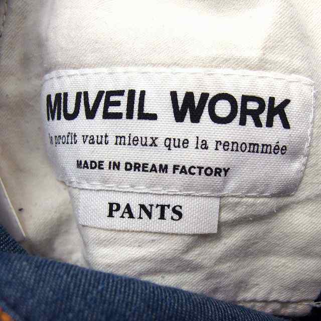 中古】ミュベールワーク MUVEIL WORK デニム ワイドパンツ リボン フル ...