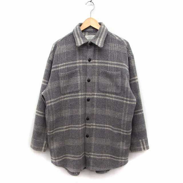 【中古】アングリッド UNGRID シャツ ジャケット コート アウター チェック オーバーサイズ 起毛 F グレー 灰 /FT31|au PAY マーケット