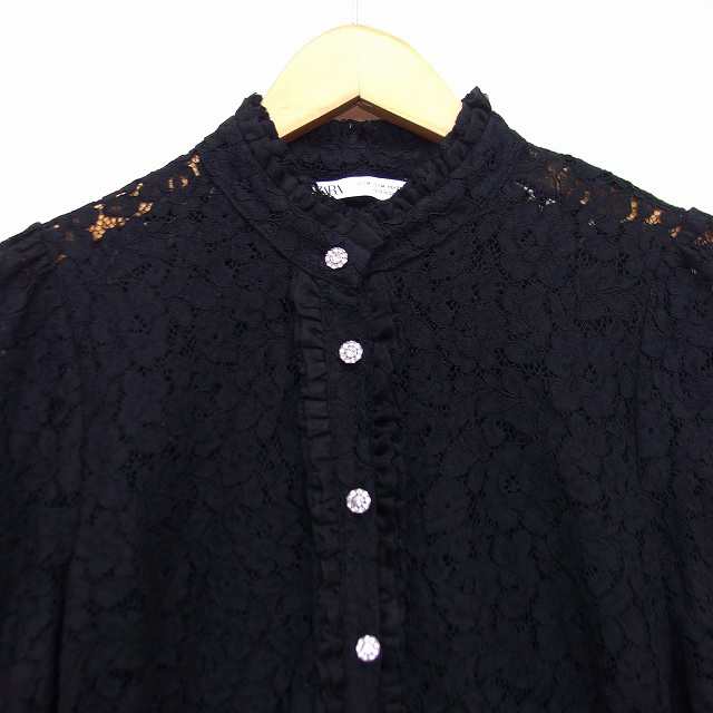 中古】ザラ ZARA ワンピース フレア 膝丈 レース 透け感 花柄